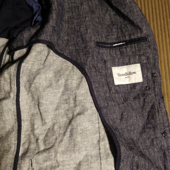 Mens Denim Blue Big and Tall Blazer - Picture 6 of 6